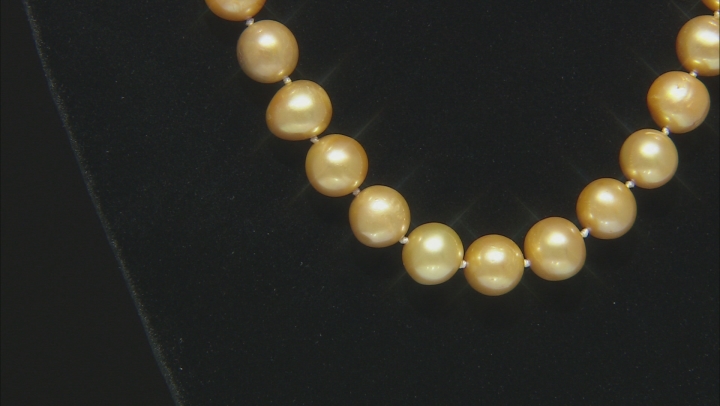 Cultured Freshwater Pearl And Diamond 18k Yellow Gold Over Sterling Silver Necklace 11-11.5mm Video Thumbnail