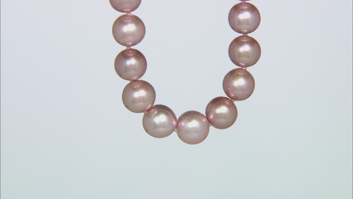 Natural Pink Color Cultured Kasumiga Pearl 14k White Gold Strand Necklace 10.5-13.5mm Video Thumbnail