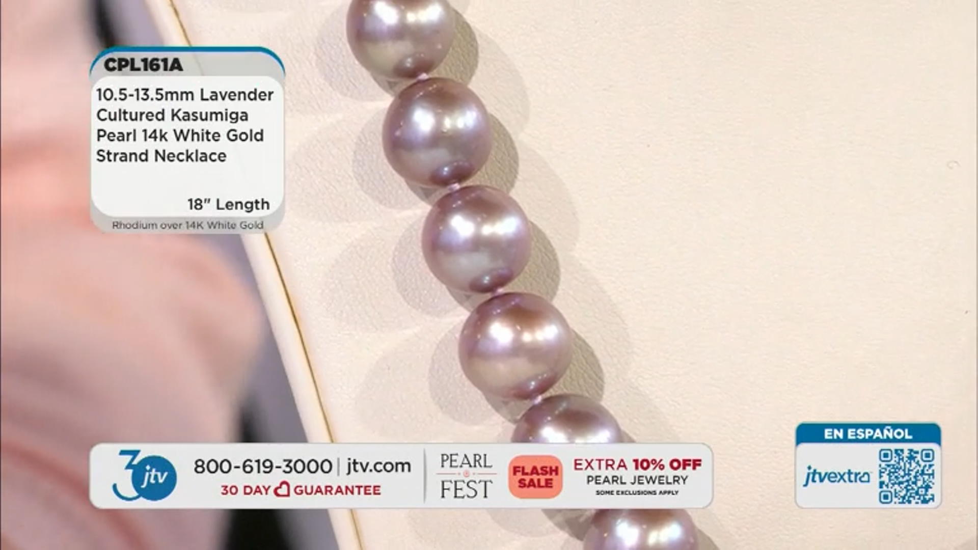 Lavender Cultured Kasumiga Pearl 14k White Gold Strand Necklace 10.5-13.5mm Video Thumbnail