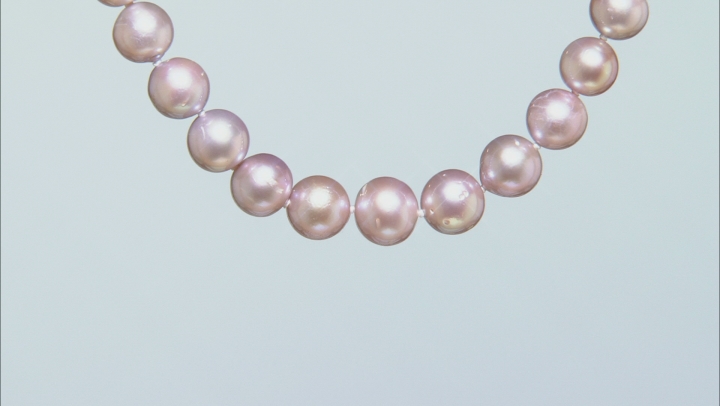 Genusis Pearls(TM)11-14mm Natural Lavender Cultured Freshwater Pearl Rhodium Over Silver Necklace Video Thumbnail