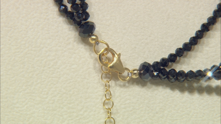 9-10mm Golden South Sea and Black Spinel 18k Yellow Gold over Sterling Silver 18 inch Necklace Video Thumbnail