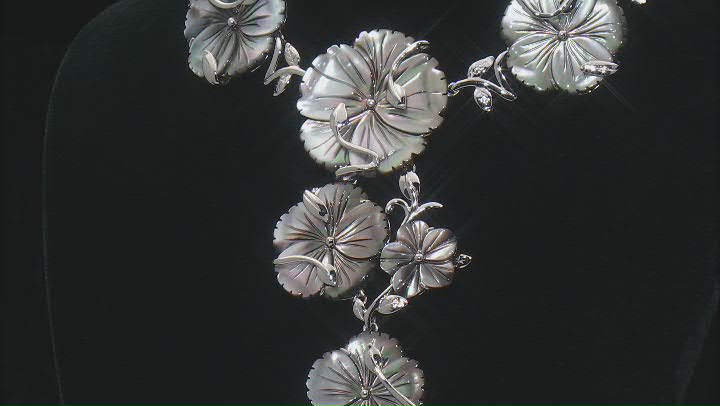 Tahitian Mother-of-Pearl Rhodium Over Sterling Silver 19 Inch Floral Necklace Video Thumbnail