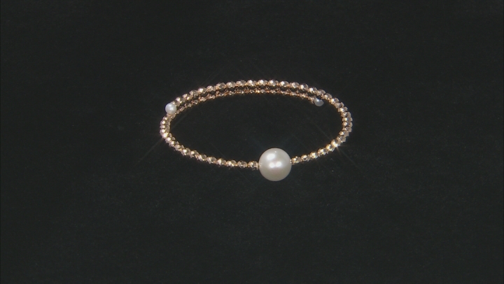 Cultured Freshwater Pearl & Hematine Wrap Bracelet Set of 3 Video Thumbnail