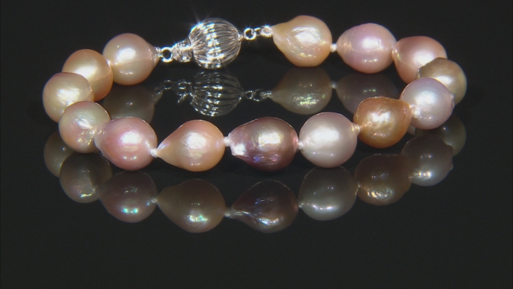 Genusis™ Mutli-color Cultured Freshwater Pearl Rhodium Over Sterling Silver 8 Inch Bracelet Video Thumbnail
