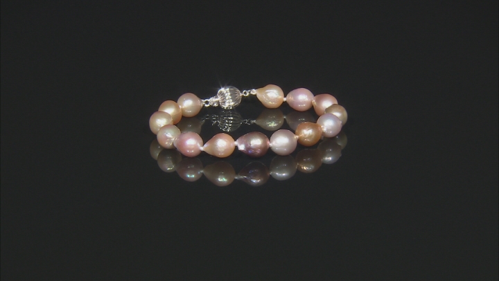 Genusis™ Mutli-color Cultured Freshwater Pearl Rhodium Over Sterling Silver 8 Inch Bracelet Video Thumbnail