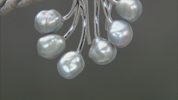 Platinum Cultured Keshi Freshwater Pearl Rhodium Over Sterling Silver Earrings Video Thumbnail