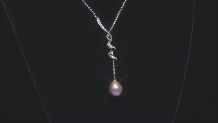 Lavender Cultured Kasumiga Pearl 11-12mm Rhodium Over Sterling Silver 18 Inch Necklace Video Thumbnail