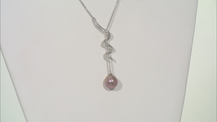 Lavender Cultured Kasumiga Pearl 11-12mm Rhodium Over Sterling Silver 18 Inch Necklace Video Thumbnail