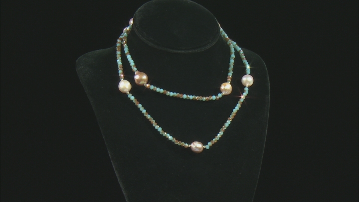 Genusis™ Cultured Freshwater Pearl & Green Crystal Rhodium Over Silver 32 Inch Necklace Video Thumbnail