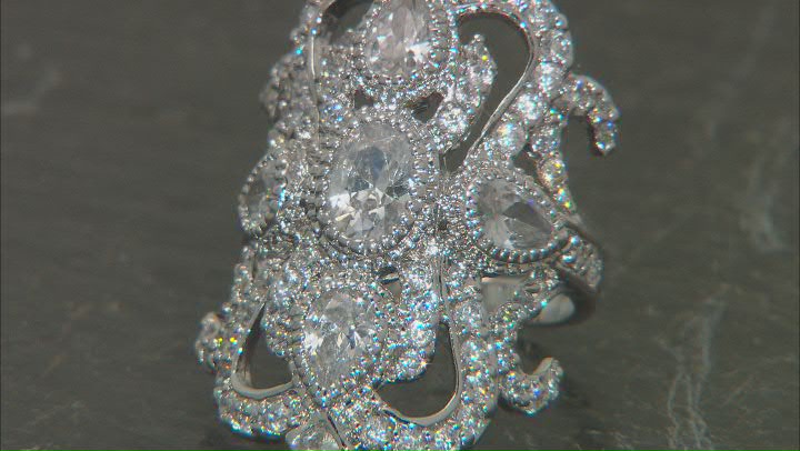 Cubic Zirconia Rhodium Over Sterling Silver Ring 6.50ctw (3.80ctw DEW) Video Thumbnail