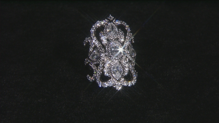 Cubic Zirconia Rhodium Over Sterling Silver Ring 6.50ctw (3.80ctw DEW) Video Thumbnail