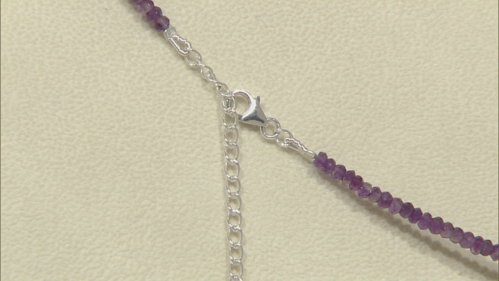 Womens Faceted Bead Necklace Purple Amethyst 60ctw Sterling Silver Video Thumbnail