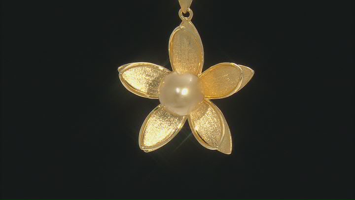 12mm Golden Cultured South Sea Pearl 18k Yellow Gold Over Sterling Silver Pendant with 18 inch Chain Video Thumbnail