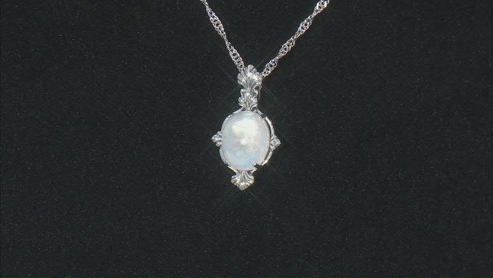 White Rainbow Moonstone Sterling Silver Pendant With Chain Video Thumbnail