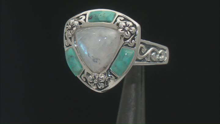 White Rainbow Moonstone Sterling Silver Ring Video Thumbnail