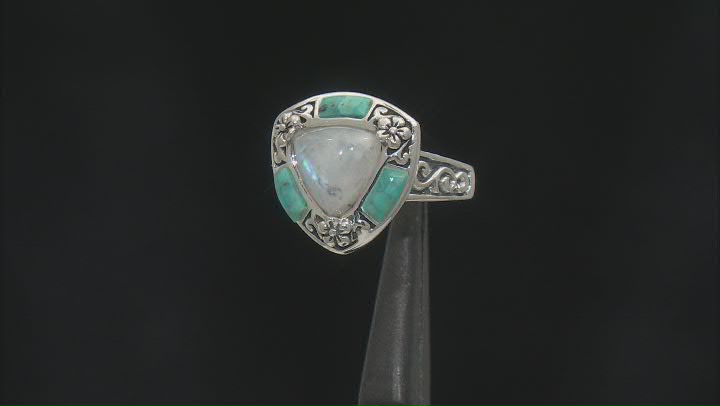 White Rainbow Moonstone Sterling Silver Ring Video Thumbnail