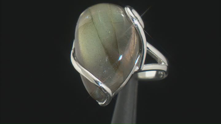 Gray Labradorite Sterling Silver Solitaire Ring Video Thumbnail