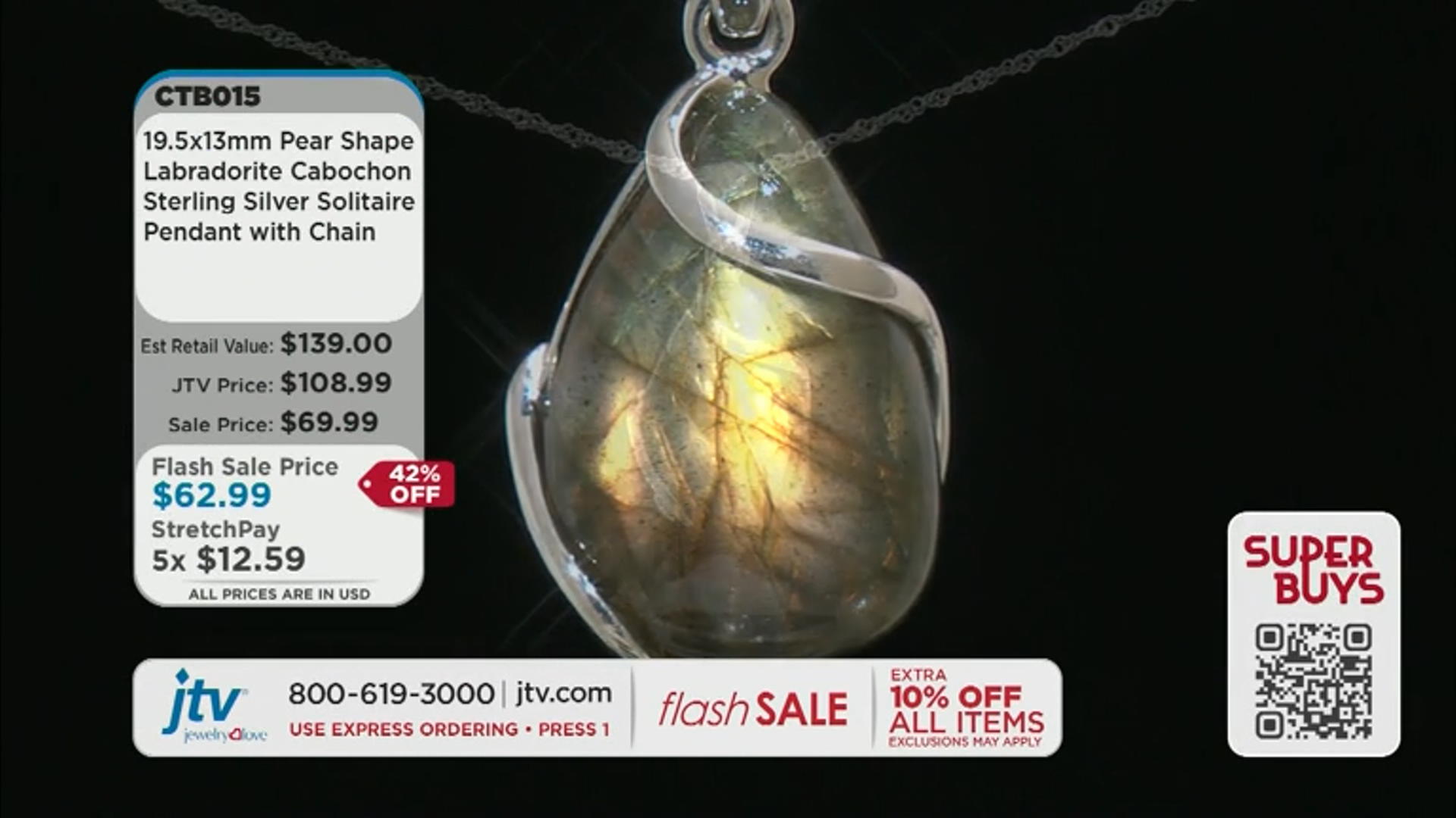 Gray Labradorite Sterling Silver Solitaire Pendant With Chain Video Thumbnail
