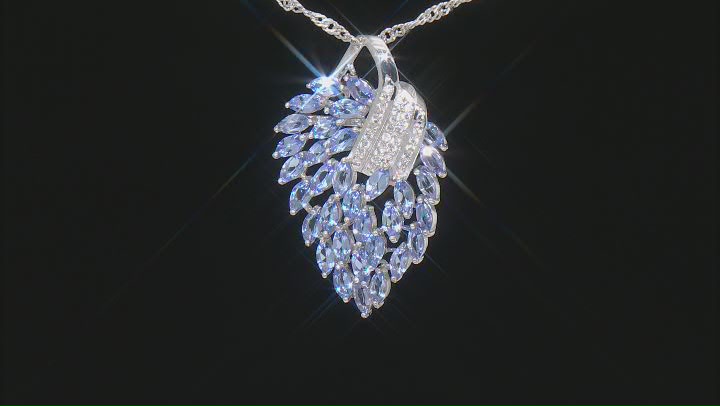 Blue Tanzanite Rhodium Over Sterling Silver Pendant With Chain 2.84ctw Video Thumbnail
