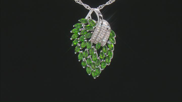 Green Chrome Diopside Rhodium Over Sterling Silver Pendant With Chain 2.37ctw Video Thumbnail