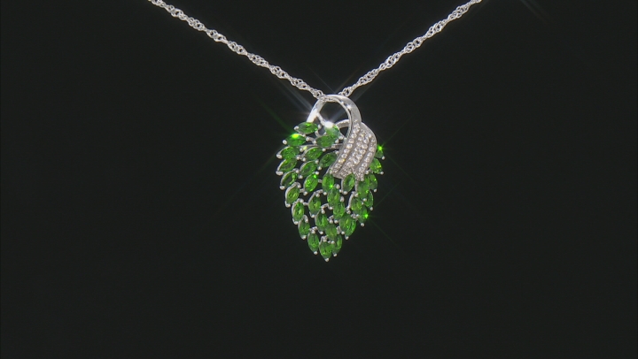 Green Chrome Diopside Rhodium Over Sterling Silver Pendant With Chain 2.37ctw Video Thumbnail