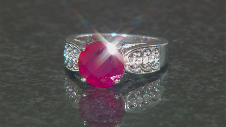 Red Mahaleo® Ruby Rhodium Over Sterling Silver Ring 3.36ctw Video Thumbnail