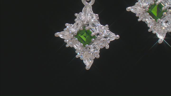 Green Chrome Diopside Rhodium Over Silver Earrings 2.10ctw Video Thumbnail