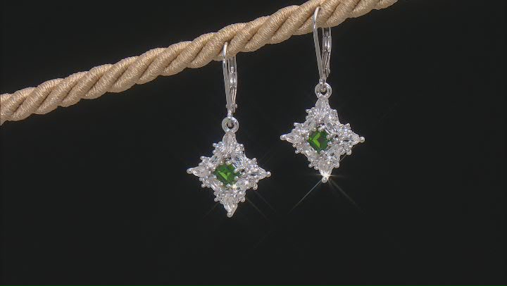 Green Chrome Diopside Rhodium Over Silver Earrings 2.10ctw Video Thumbnail