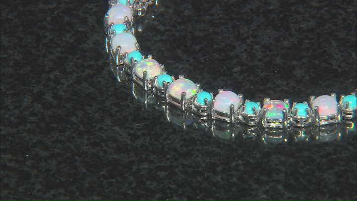 Multicolor Ethiopian Opal Rhodium Over Silver Bracelet 6.97ctw Video Thumbnail