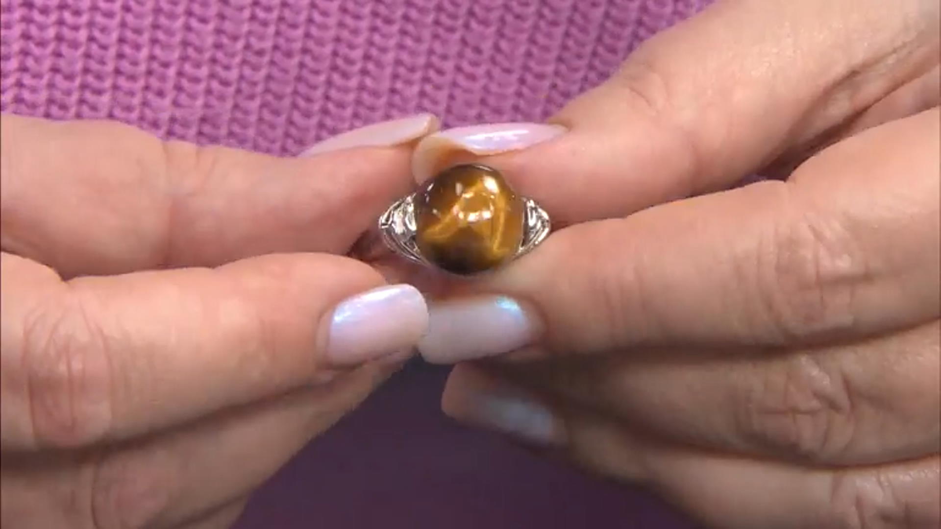 Brown Tiger's Eye Rhodium Over Sterling Silver Solitaire Ring Video Thumbnail