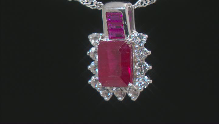 Red Mahaleo® Ruby Rhodium Over Sterling Silver Pendant With Chain 2.46ctw Video Thumbnail