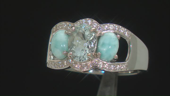 Aquamarine Rhodium Over Sterling Silver Ring 1.18ctw Video Thumbnail