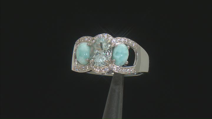 Aquamarine Rhodium Over Sterling Silver Ring 1.18ctw Video Thumbnail