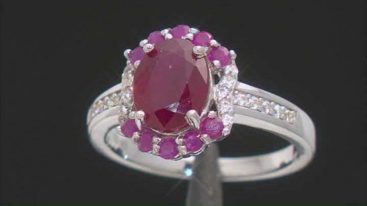 Red Mahaleo® Ruby Rhodium Over Sterling Silver Ring 2.96ctw Video Thumbnail