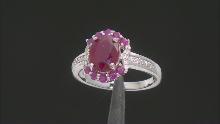 Red Mahaleo® Ruby Rhodium Over Sterling Silver Ring 2.96ctw Video Thumbnail