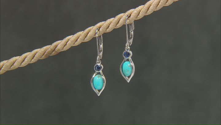 Blue Composite Arizona Turquoise Rhodium Over Silver Earrings 0.22ctw Video Thumbnail