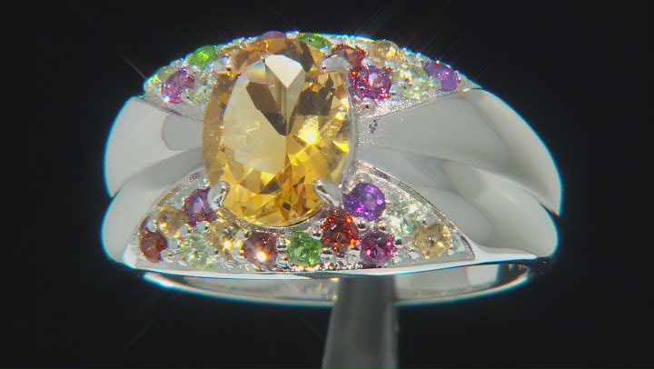 Yellow Citrine Rhodium Over Sterling Silver Ring  2.00ctw Video Thumbnail