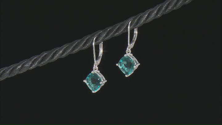 Teal Fluorite Rhodium Over Sterling Silver Dangle Earrings 4.42ctw Video Thumbnail