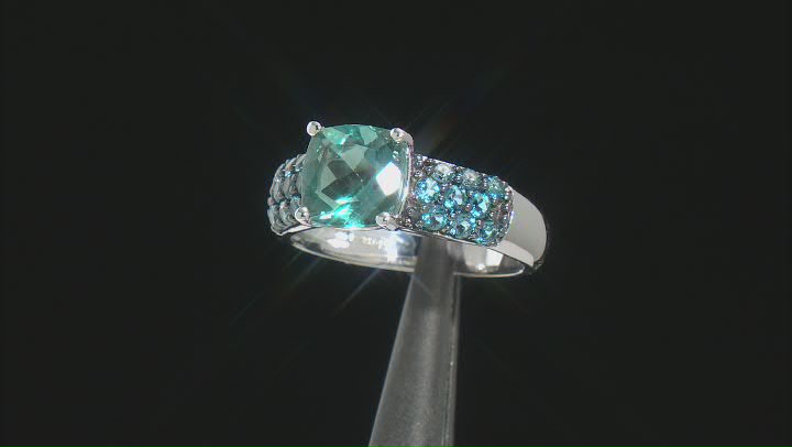Blue Fluorite Rhodium Over Sterling Silver Ring 2.81ctw Video Thumbnail