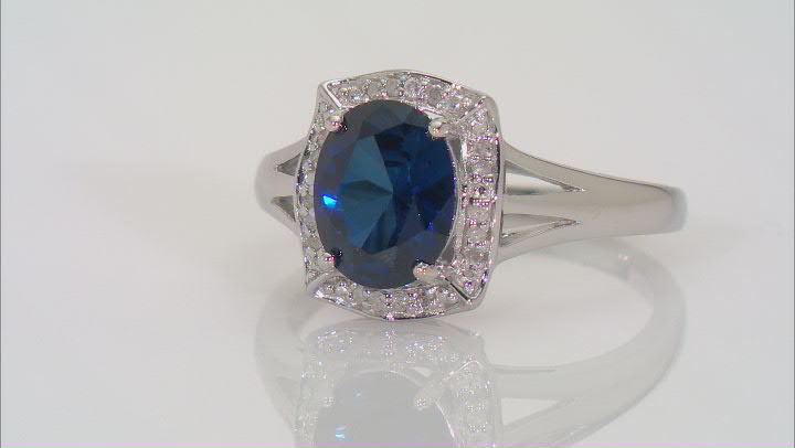 Blue Lab Created Sapphire Rhodium Over Silver Ring 2.19ctw Video Thumbnail