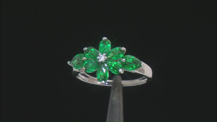 Green Lab Emerald Rhodium Over Sterling Silver Ring 1.62ctw Video Thumbnail