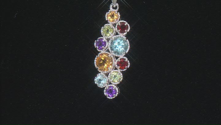 Multi-Gem Rhodium Over Sterling Silver Pendant With Chain 1.90ctw Video Thumbnail