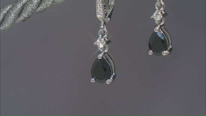 Black Spinel Rhodium Over Silver Dangle Earrings 1.80ctw Video Thumbnail