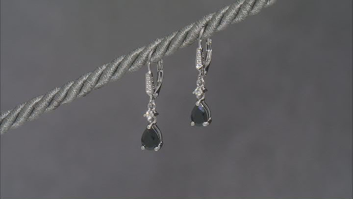 Black Spinel Rhodium Over Silver Dangle Earrings 1.80ctw Video Thumbnail