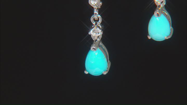 Sleeping Beauty Turquoise Rhodium Over Silver Dangle Earrings 0.40ctw Video Thumbnail
