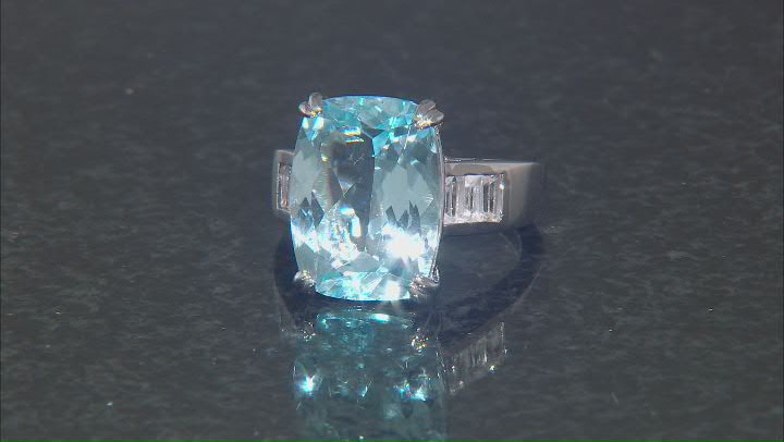 Sky Blue Topaz Rhodium Over Sterling Silver Ring 8.32ctw. Video Thumbnail