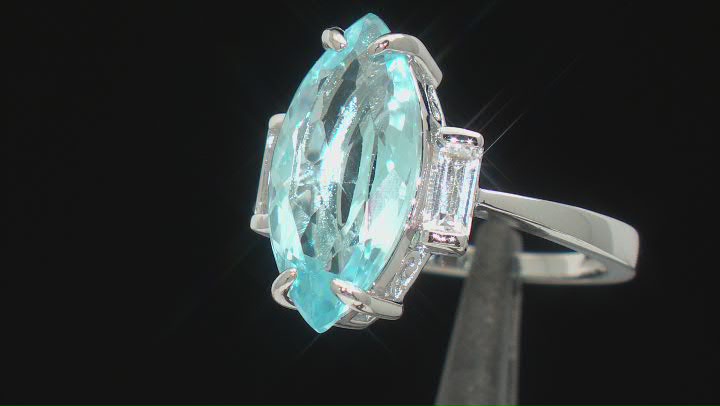 Sky Blue Topaz Rhodium Over Sterling Silver Ring 6.48ctw Video Thumbnail