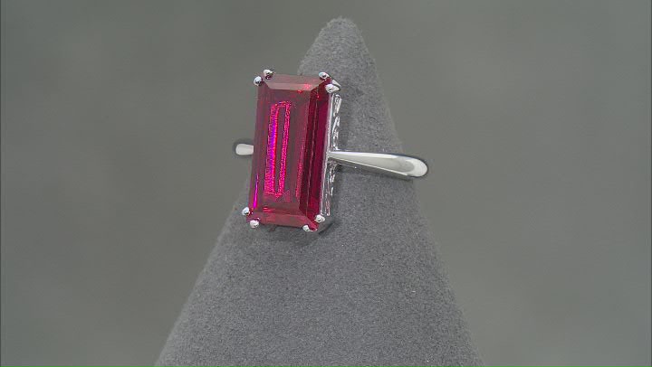 Lab Created Ruby Rhodium Over Sterling Silver Ring 9.00ct Video Thumbnail