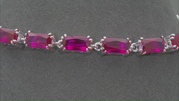 Lab Created Ruby Rhodium Over Sterling Silver Tennis Bracelet Video Thumbnail