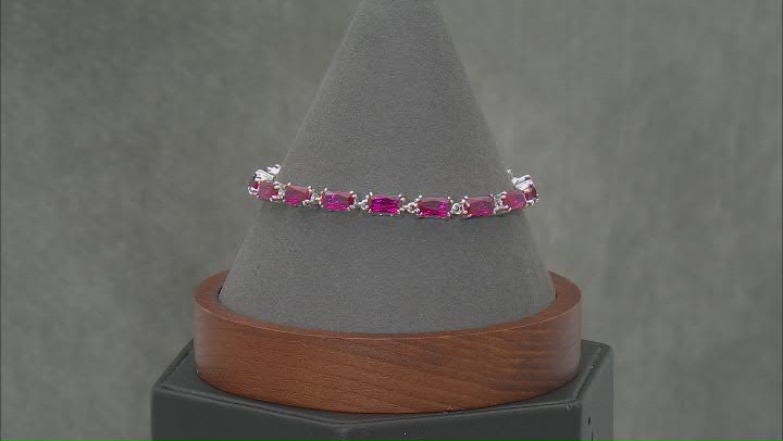 Lab Created Ruby Rhodium Over Sterling Silver Tennis Bracelet Video Thumbnail